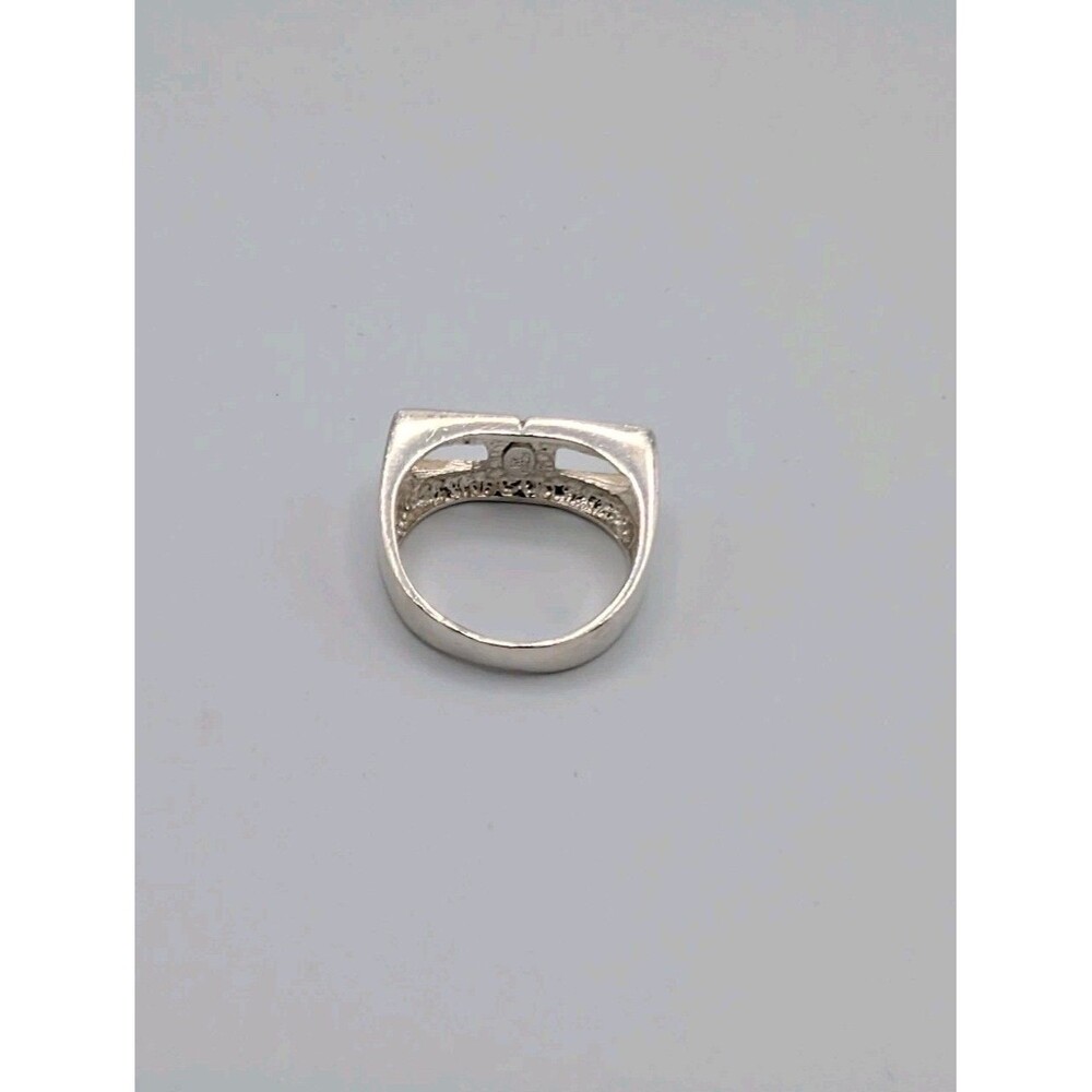 Vintage 925 Signed Stamped Sezgin Turkey Sterling Silver Modernist Ring Signet image 4